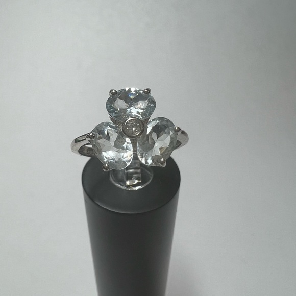 New Real Light Blue Topaz 925 SS Ring - Picture 2 of 4